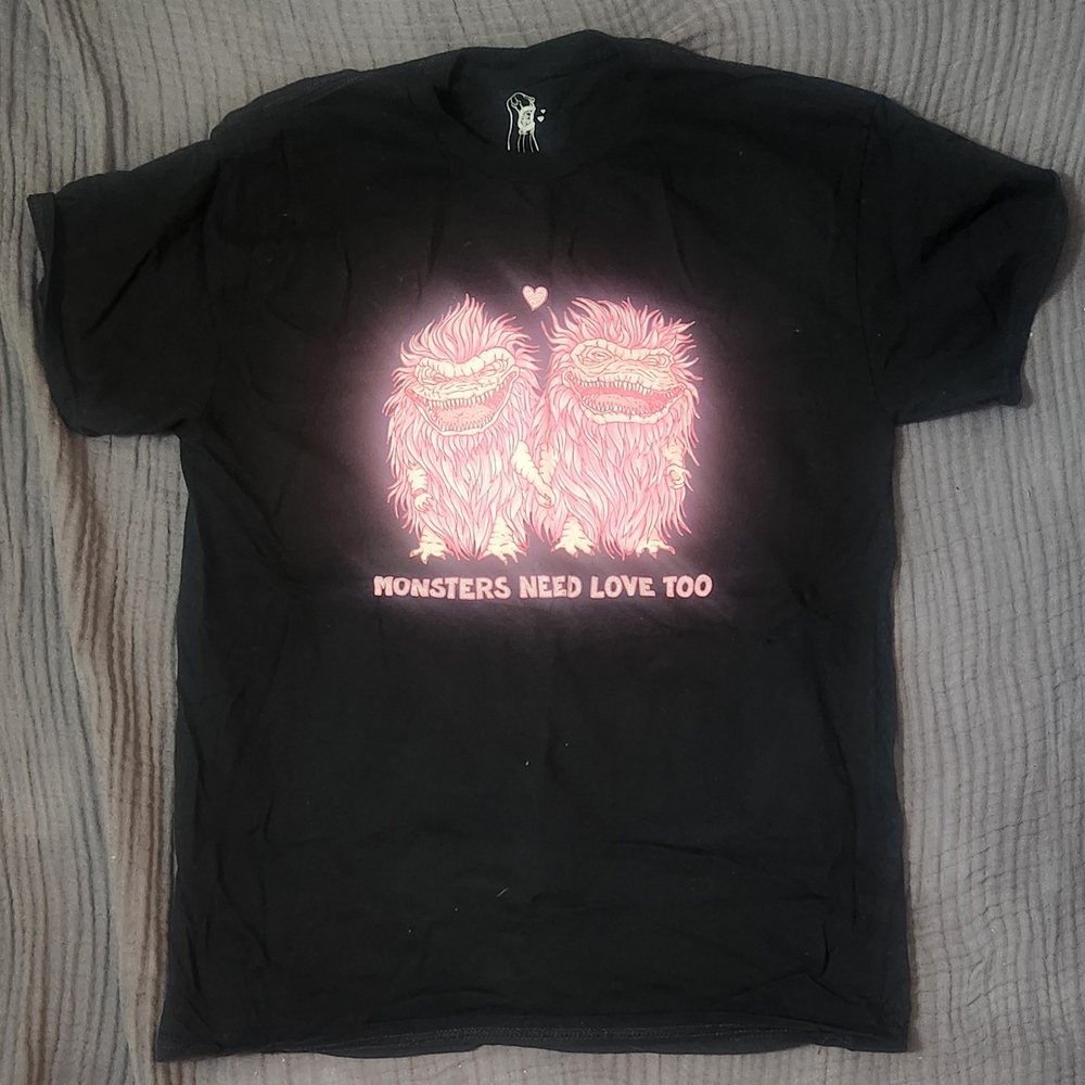 Marta Zubieta Official Monsters Need Love Too Medium Black Tee